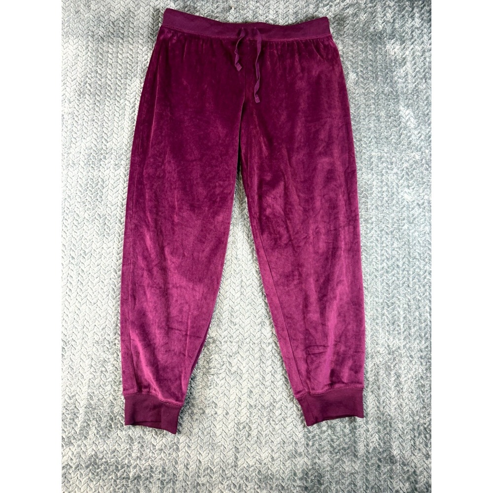 Honeydew Jogger Pajama Pants Womens Large Burgundy Velour Drawstring Tapered Leg